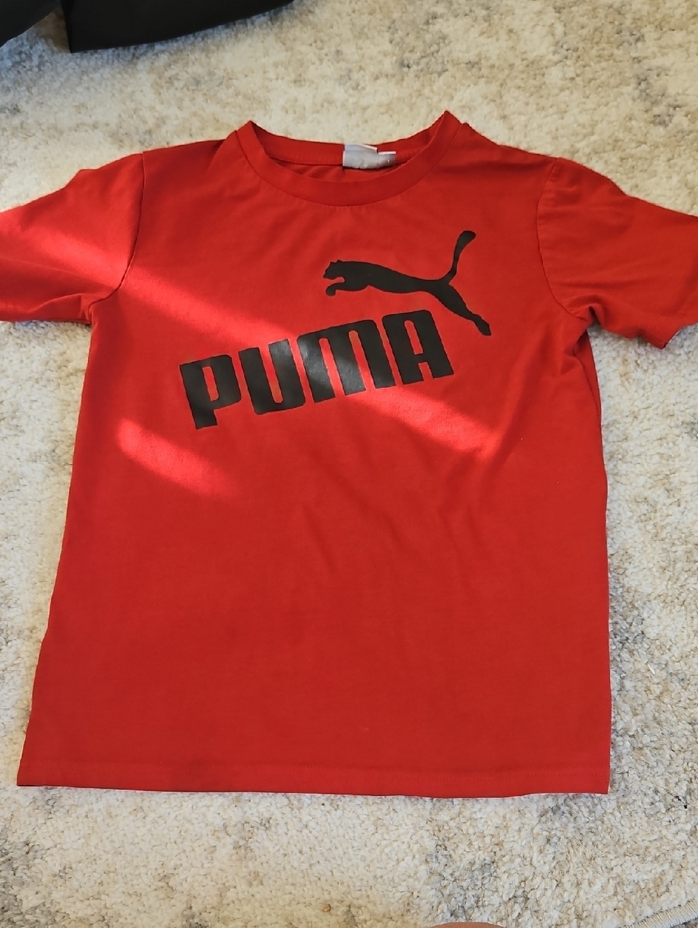 Puma Red Short Sleeve Tee with Black Logo 10/12 Boys
